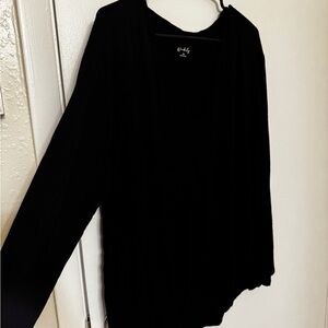 Black V Neck Long Sleeve Top